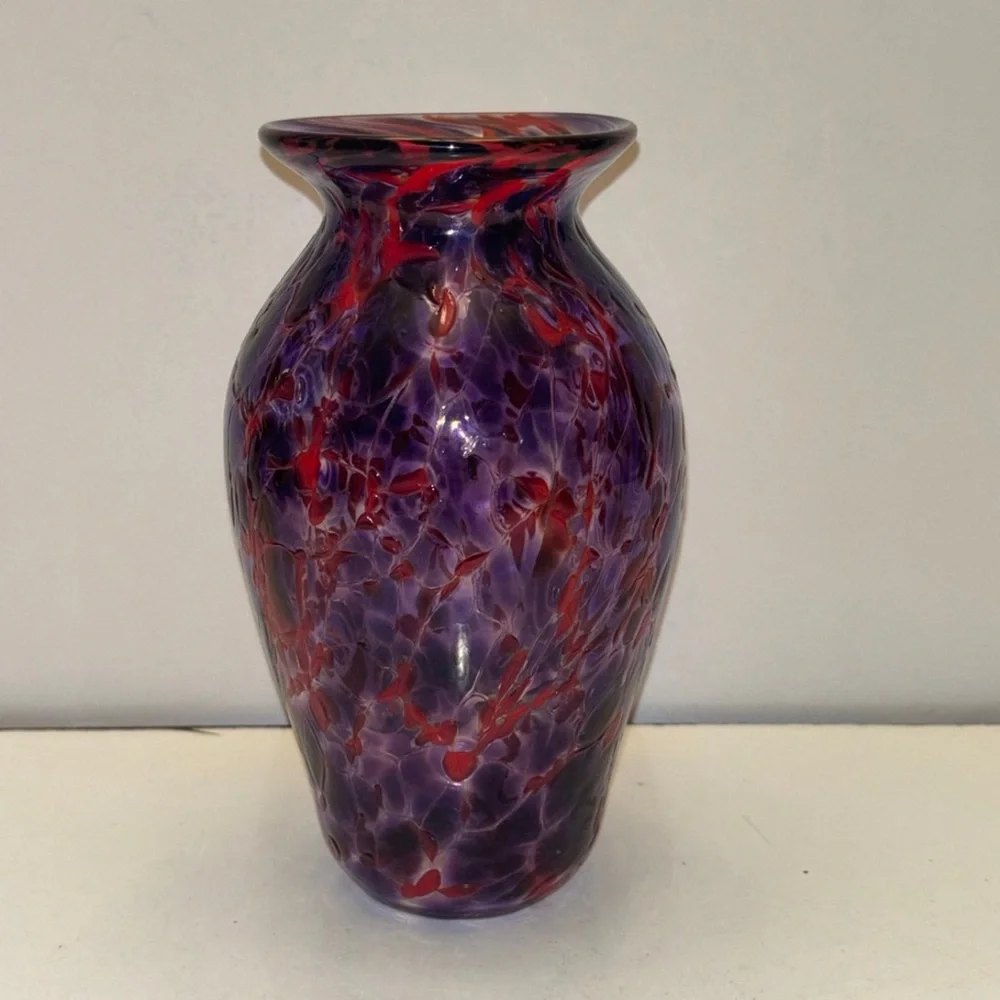 Purple and Red Art Glass Vase